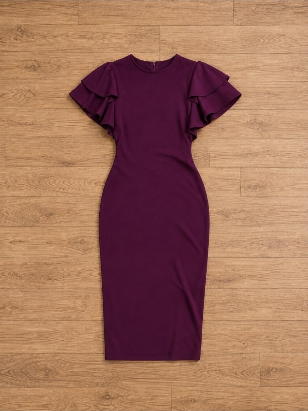 Amazon Essentials Plum Midi Dress with Ruffle Sleeves